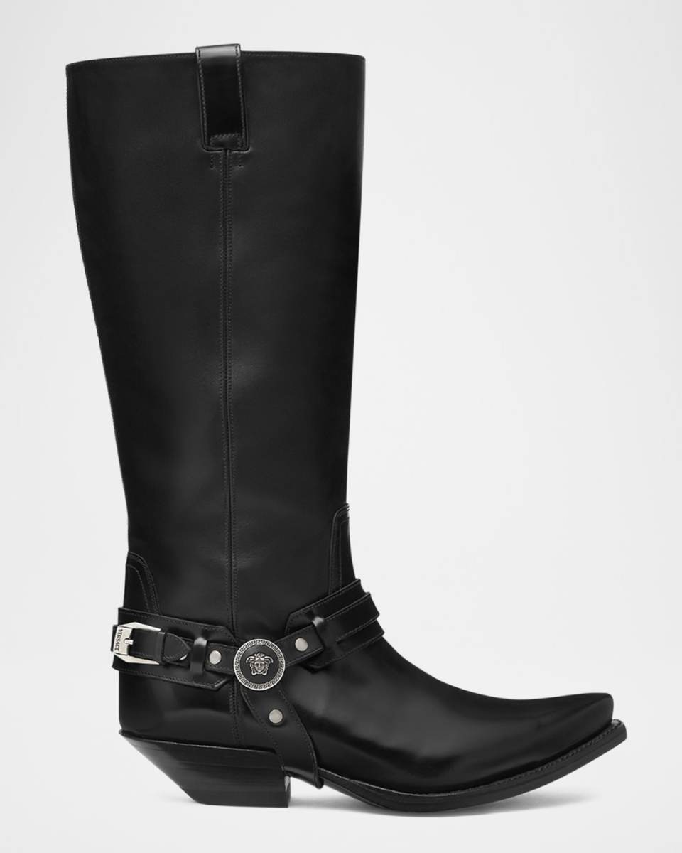 Texano Leather Harness Biker Boots